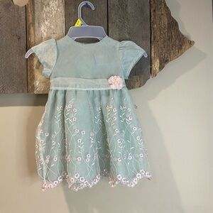 Elegant Mint Green Floral Kids Dress